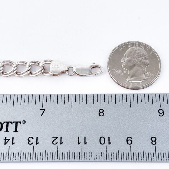 Vintage Italy QGI Sterling Silver 925 Double Curb Link Bracelet 8" - Picture 2 of 5